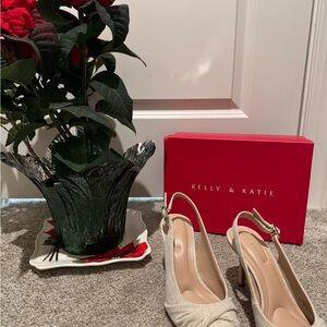 Kelly & Katie Elegant Beige Slingback Heels